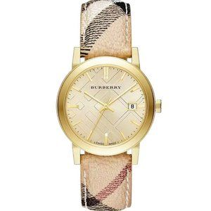 Burberry Champagne Check Leather 38mm Watch!!